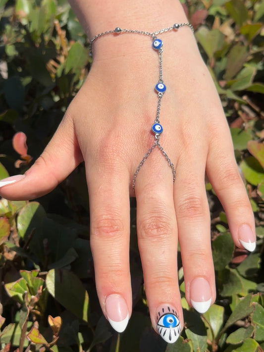Silver Evil Eye Handchain