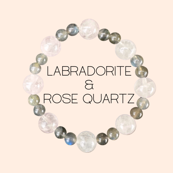 Labradorite + Rose Quartz Beaded Bracelet