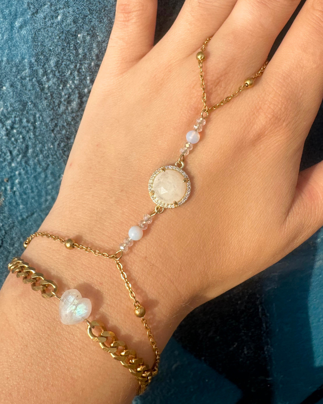 Moonstone Statement Hand Chain