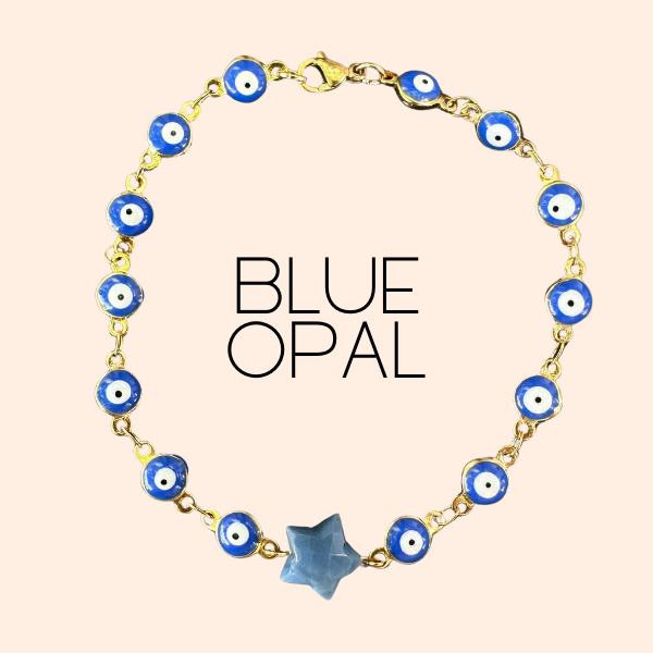 Blue Opal Evil Eye Bracelet
