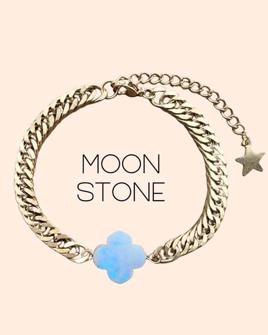 Moonstone Lucky Clover Bracelet