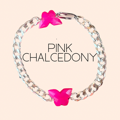 Pink Chalcedony Butterfly Bracelet