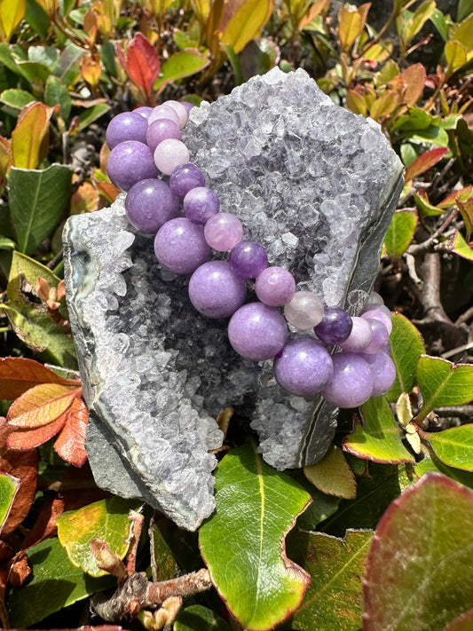Lepidolite Beaded Bracelet (Soothing)