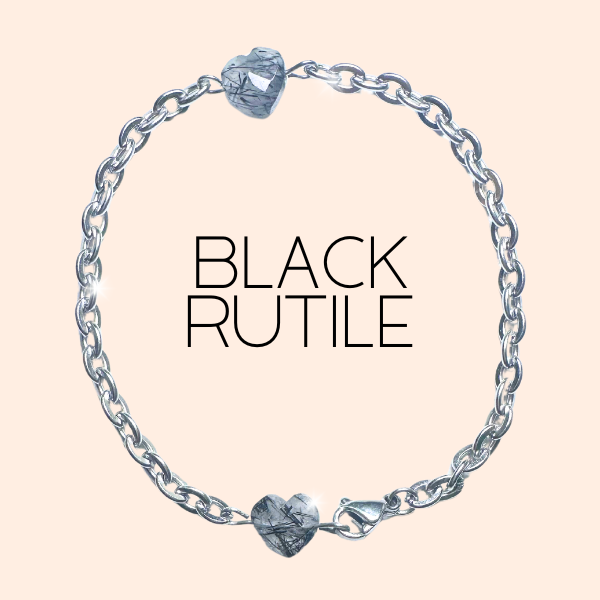 Black Rutile Heart Bracelet